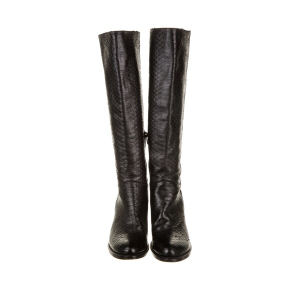 Attilio Codognato Snakeskin Genuine Leather Knee-High Boots Black-Brown US 6 /36 - Picture 2 of 6